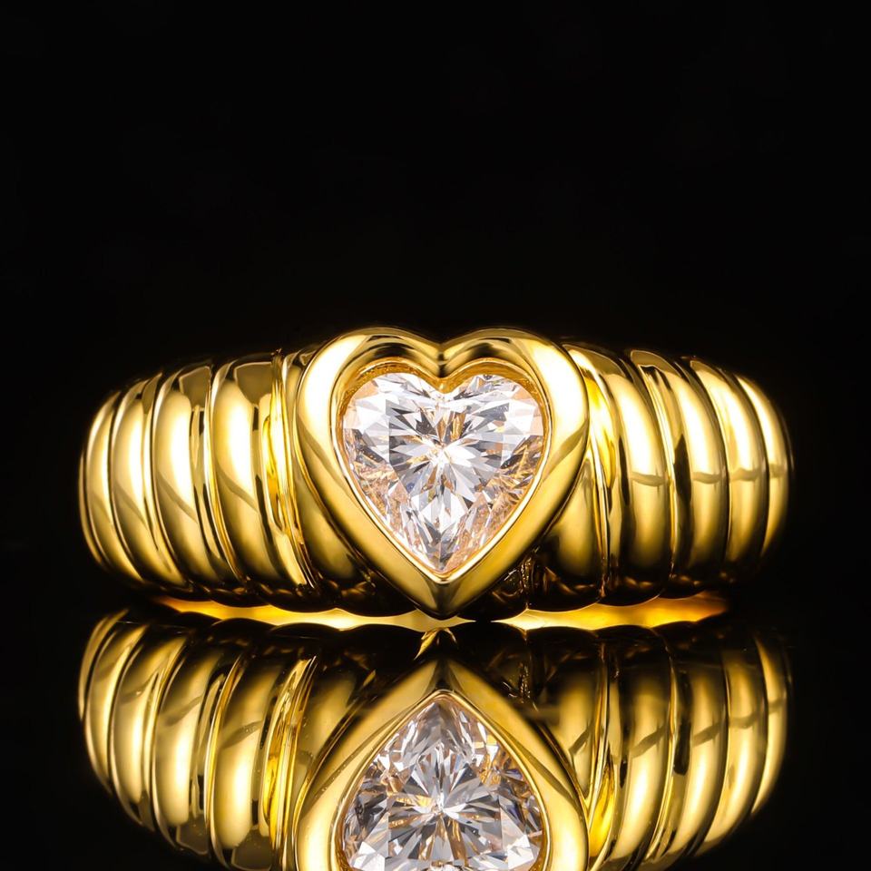 North & Pearl Ribbed Heart CZ Ring product image