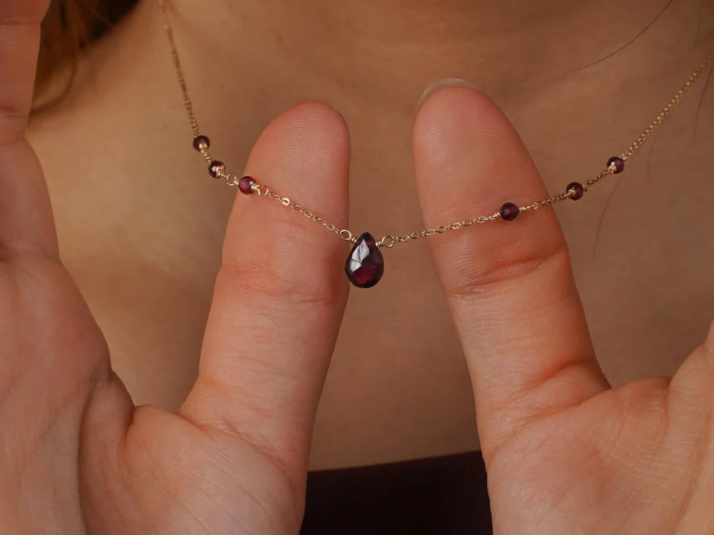 North & Pearl Garnet Drop Necklace product image 3