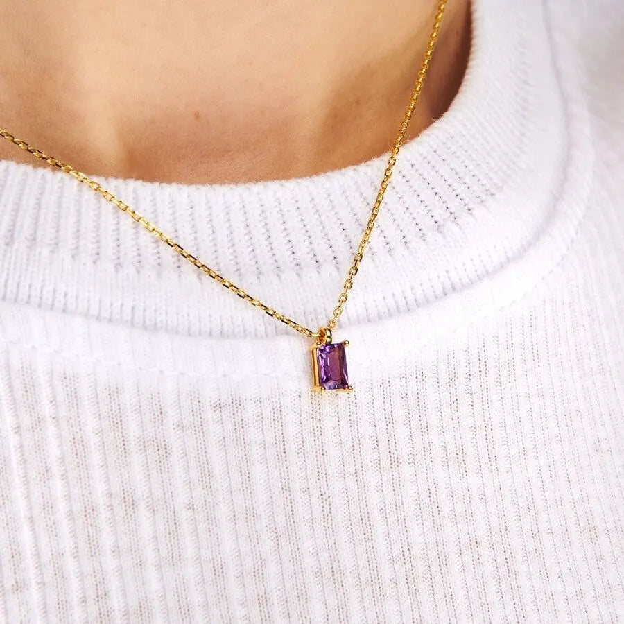 North & Pearl Rectangle Birthstone Pendant Necklace product image 3