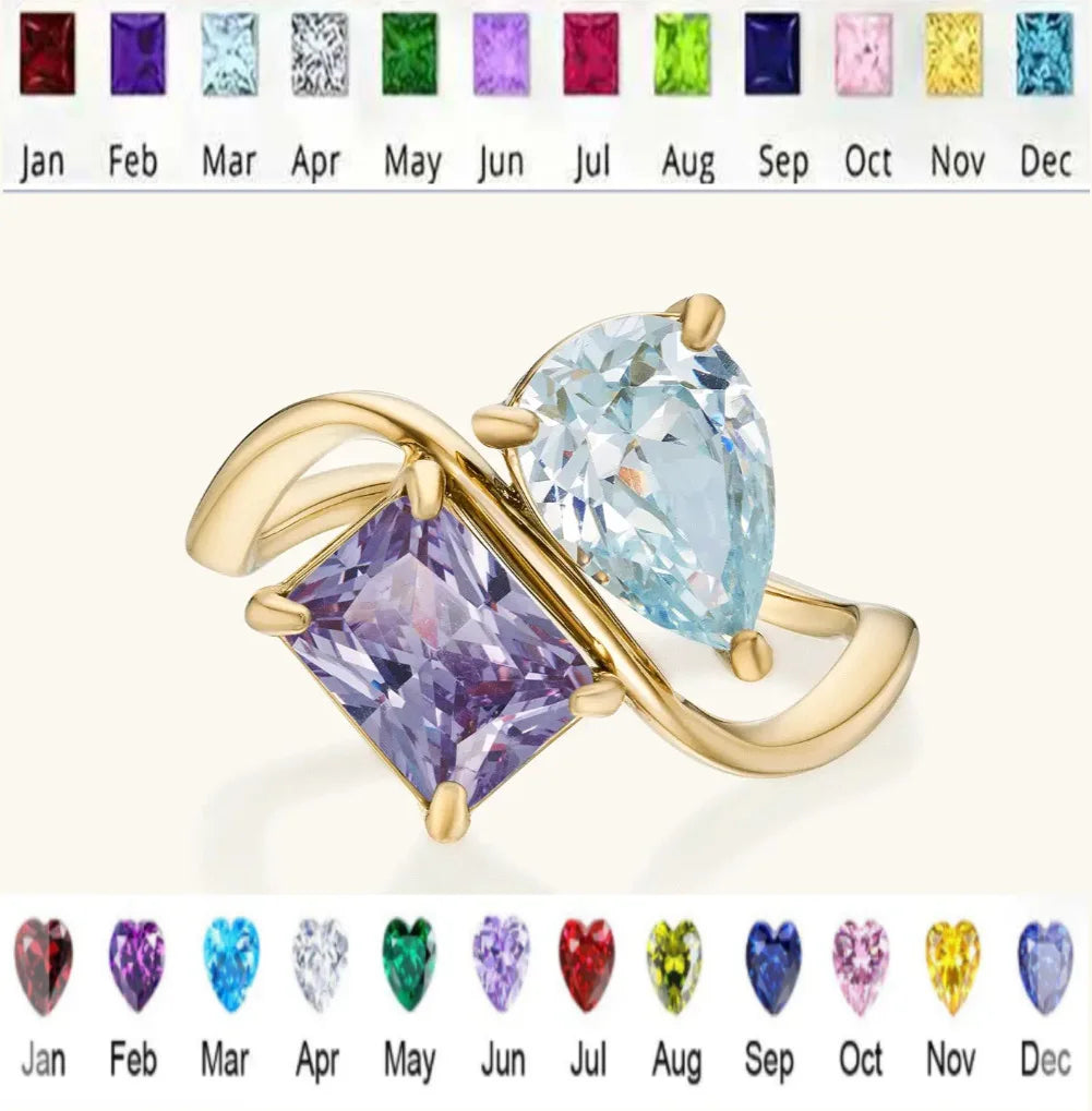 North & Pearl Wave Birthstone Statement Ring product image