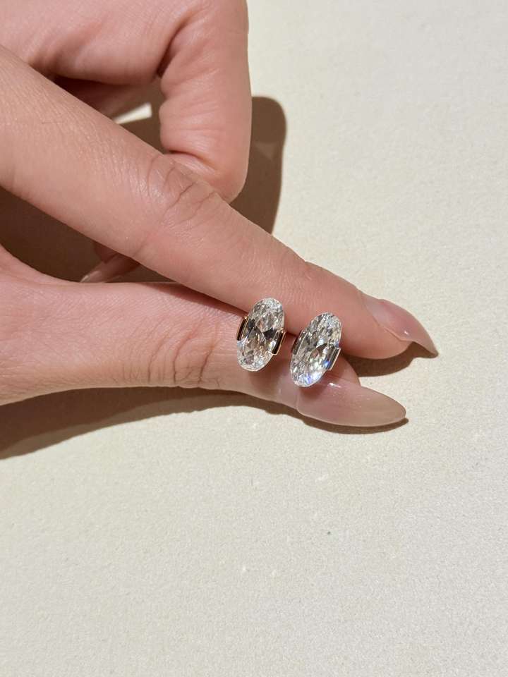 North & Pearl Oval CZ Stud Earrings product image 3