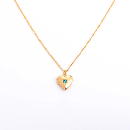 North & Pearl Heart Locket Birthstone Necklace product thumbnail 5