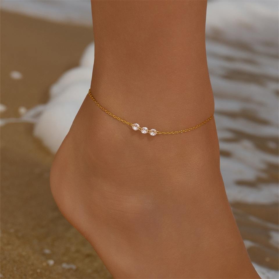 North & Pearl Trio CZ Anklet product image