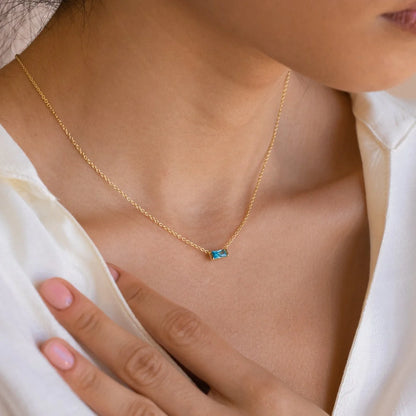 North & Pearl Baguette Birthstone Necklace product thumbnail 3