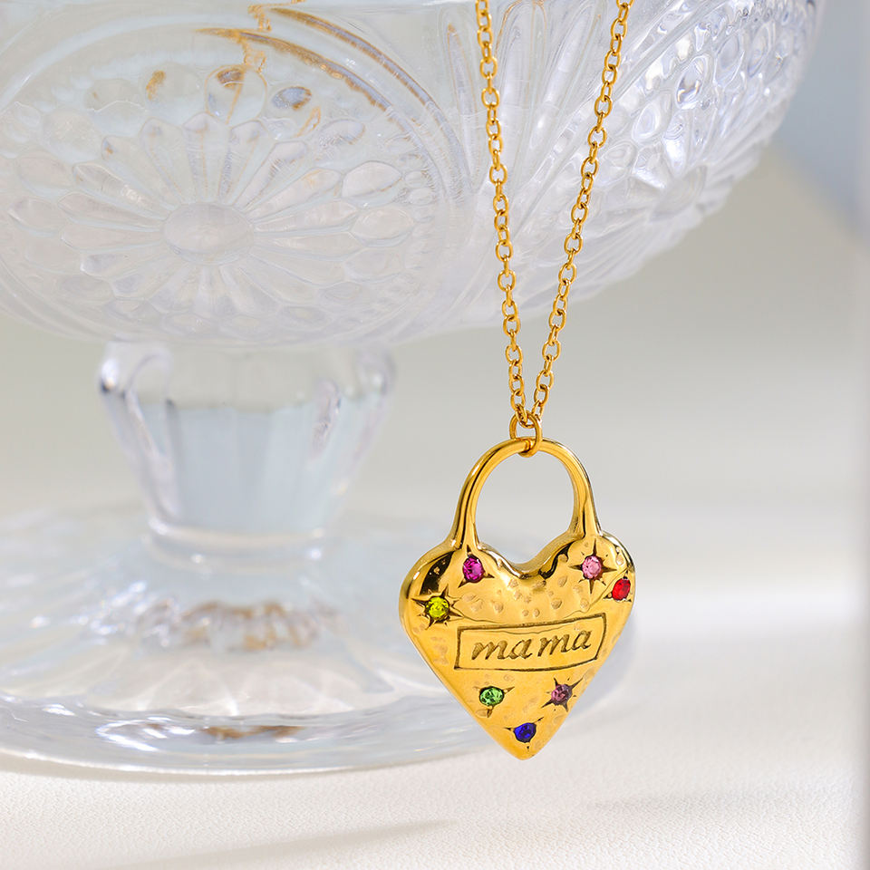 North & Pearl Mama Heart Padlock Necklace product image