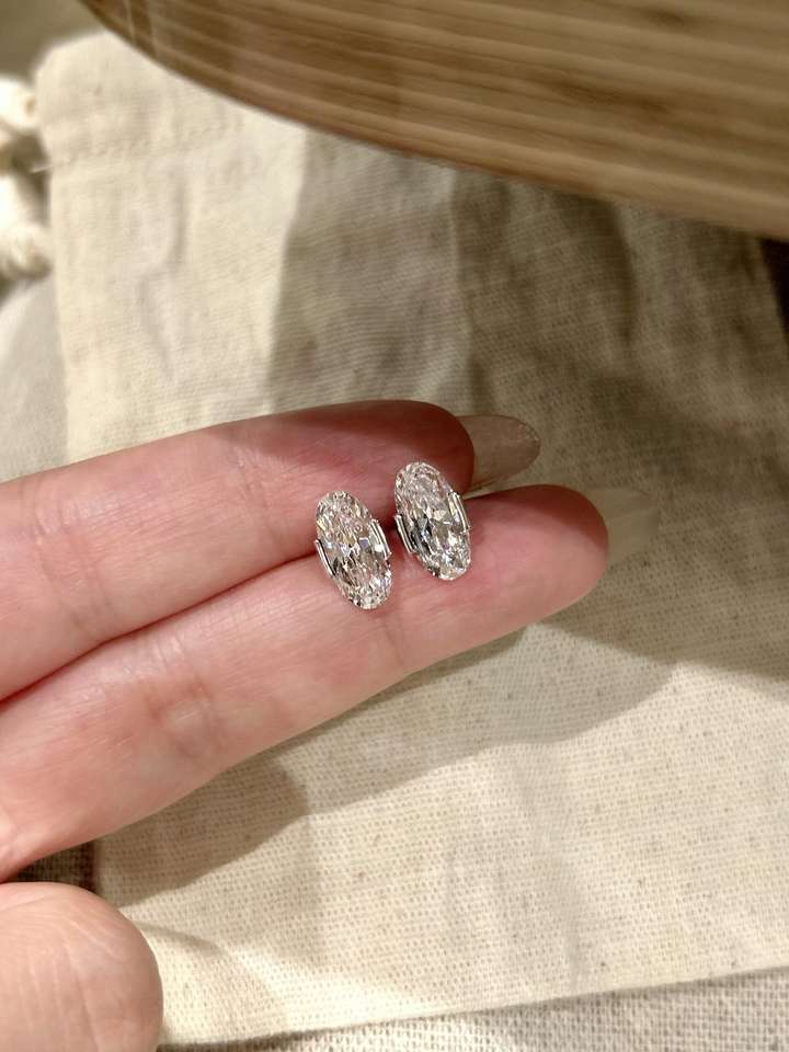 North & Pearl Oval CZ Stud Earrings product image 1