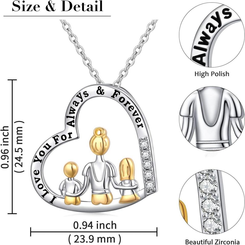 North & Pearl Mother & Children Heart Necklace product image