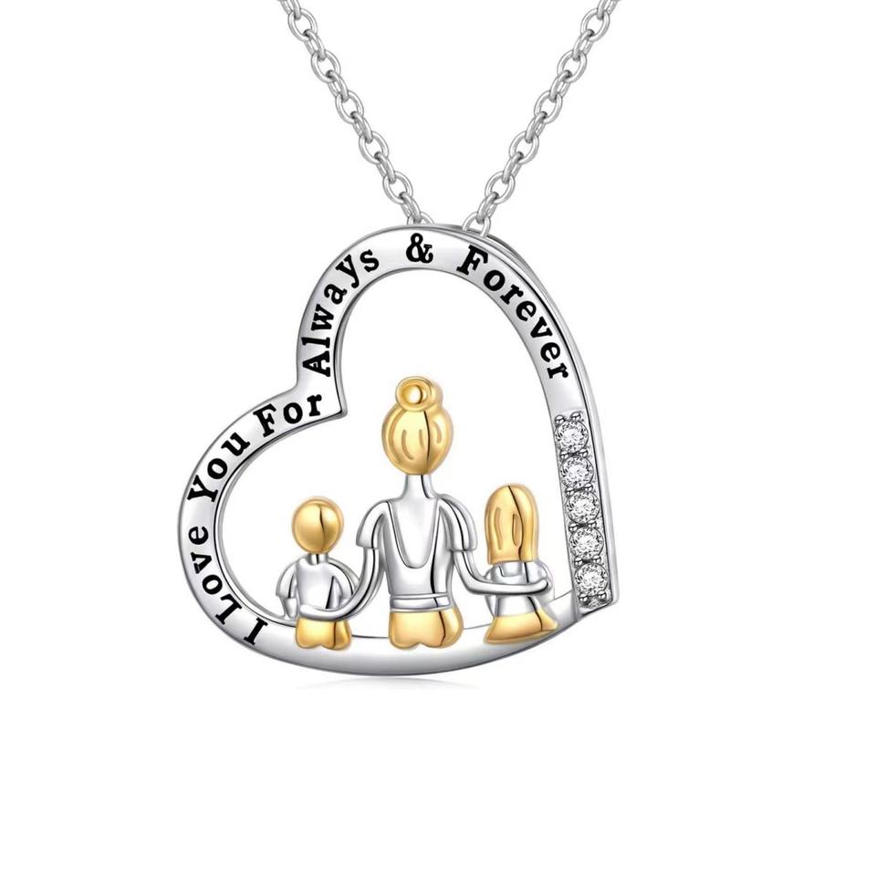 North & Pearl Mother & Children Heart Necklace product image
