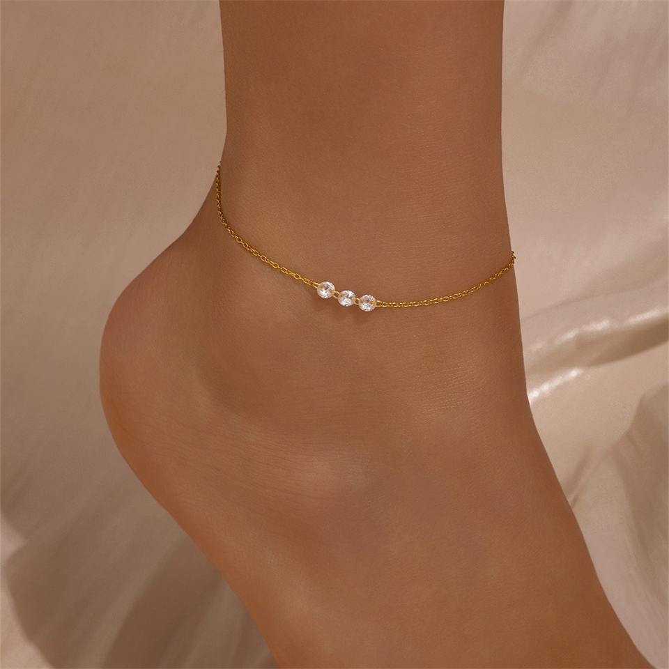 North & Pearl Trio CZ Anklet product image