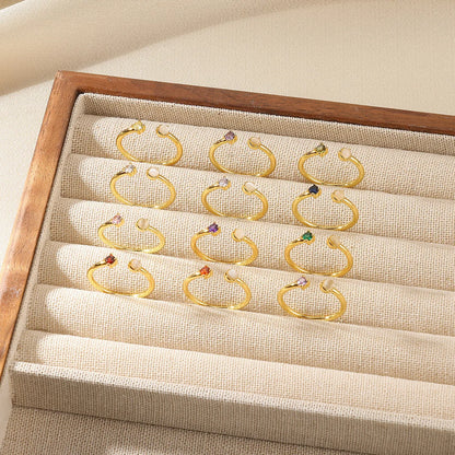North & Pearl Minimal Birthstone Open Ring product thumbnail 2