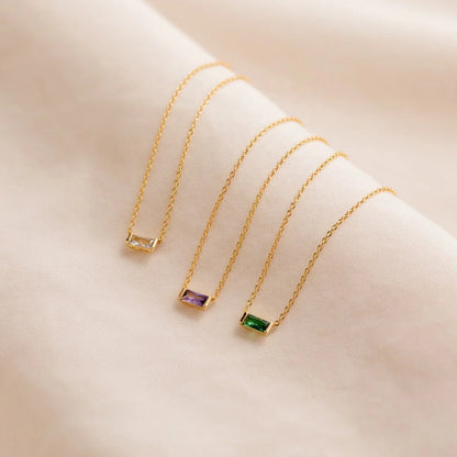 North & Pearl Baguette Birthstone Necklace product thumbnail 4