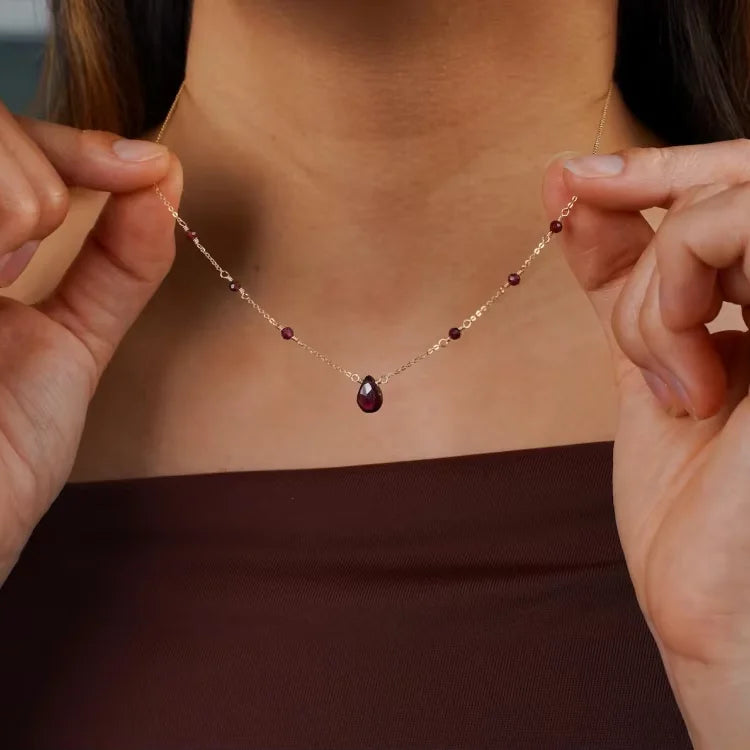 North & Pearl Garnet Drop Necklace product image
