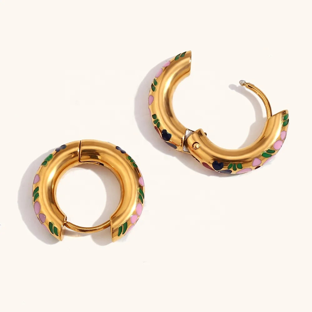 North & Pearl Enamel Clover Huggie Earrings product image