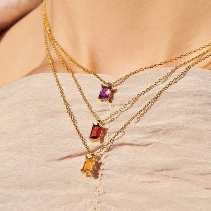 North & Pearl Rectangle Birthstone Pendant Necklace product thumbnail 5