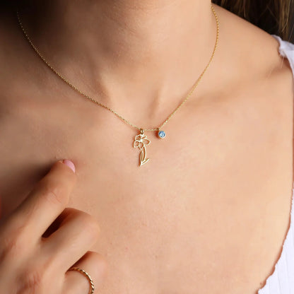 North & Pearl Birth Flower & Birthstone Necklace product thumbnail 2