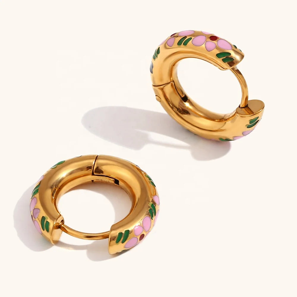 North & Pearl Enamel Clover Huggie Earrings product image